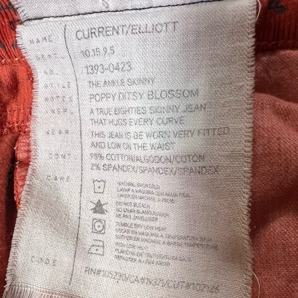 ANTHROPOLOGIE Current/Elliott The Ankle Skinny Poppy Ditsy Blossom Size 25 - Picture 10 of 11